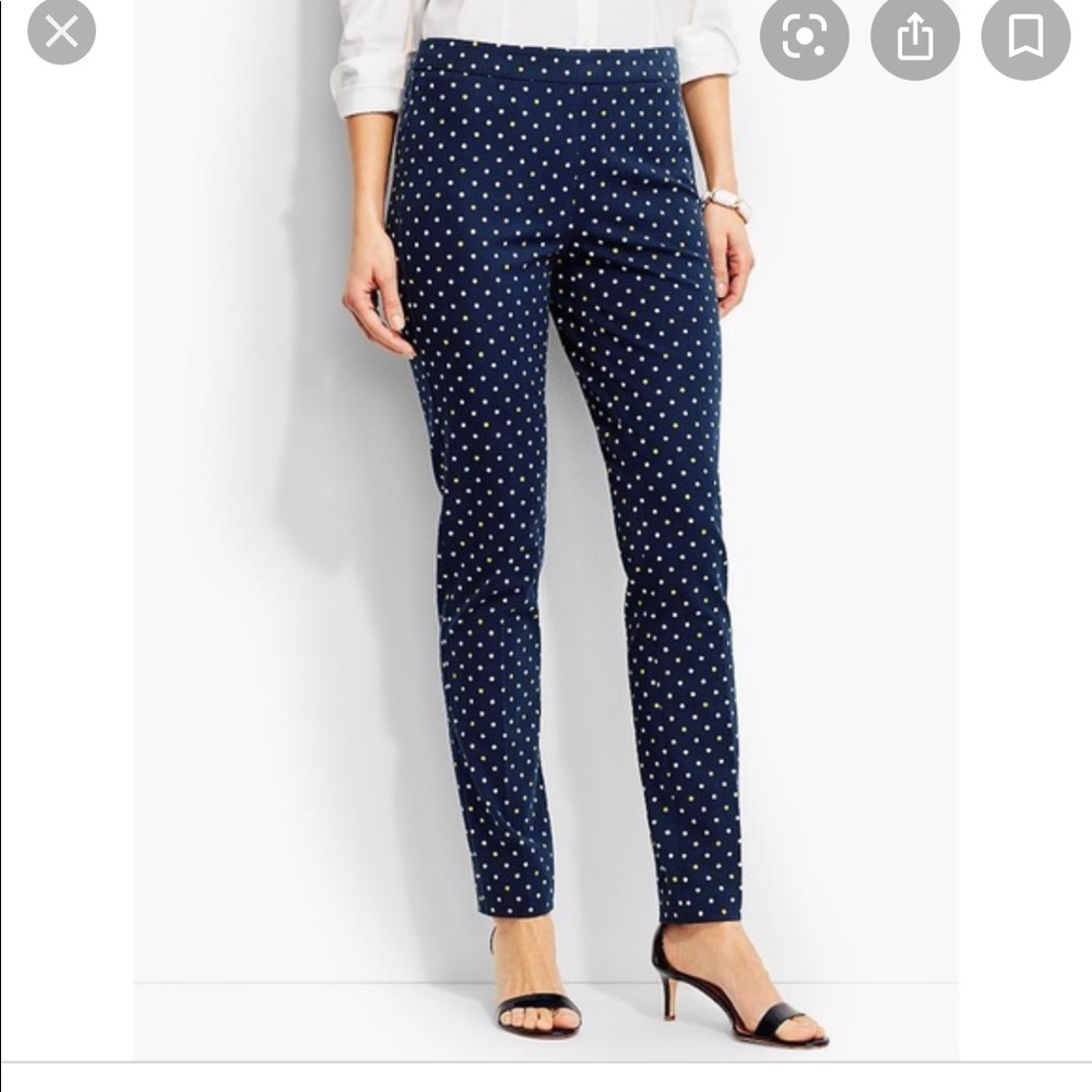 Talbots Navy Polka Dot Ankle Pants